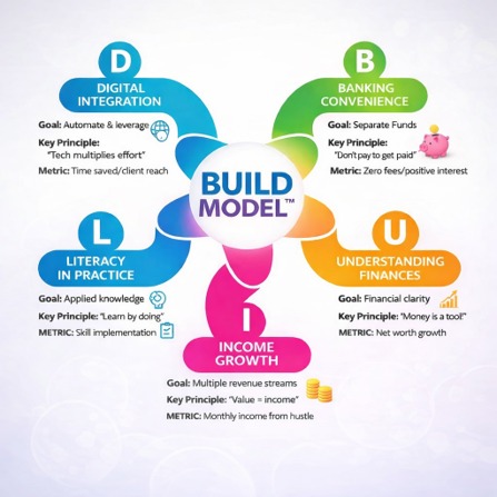 The Top-Fin BUILD Model cycle: Banking Convenience, Understanding Finances, Income Growth, Literacy in Practice and Digital Integration